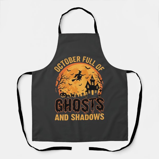 Ghosts and Shadows Halloween Moon Design Apron (Front)