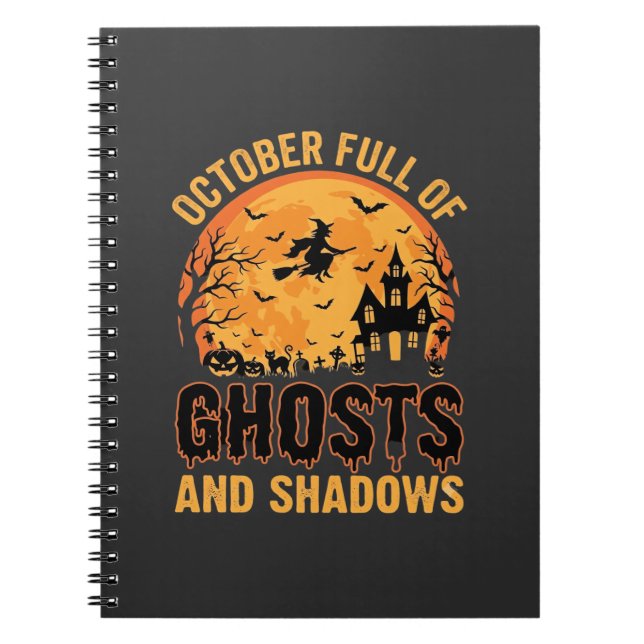 Ghosts and Shadows Halloween Moon Design Notebook (Front)
