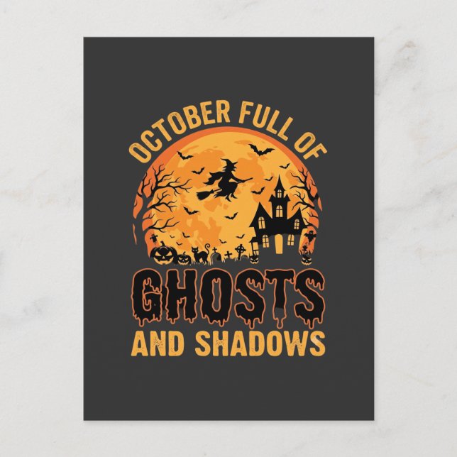 Ghosts and Shadows Halloween Moon Design Postcard (Front)