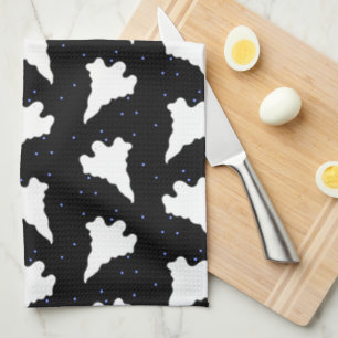 Ghosts and Stars Halloween Pattern Kitchen Towel