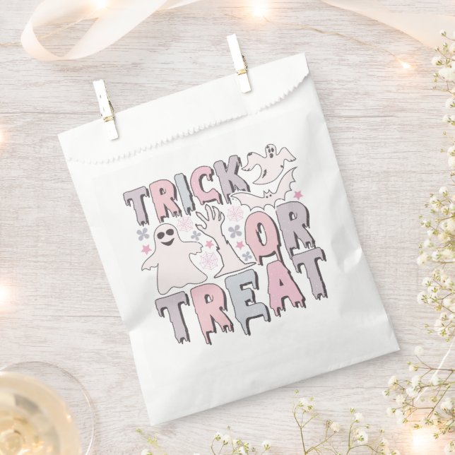 Ghosts Bats Pastel Trick or Treat Halloween Favour Bag (Clipped)