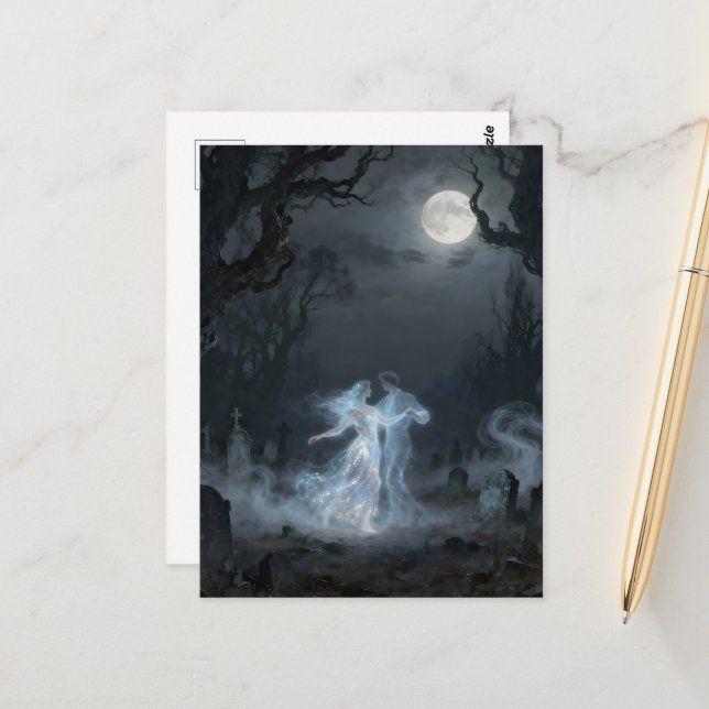 Ghosts Dancing on a Full Moon Night Postcard (Front/Back In Situ)