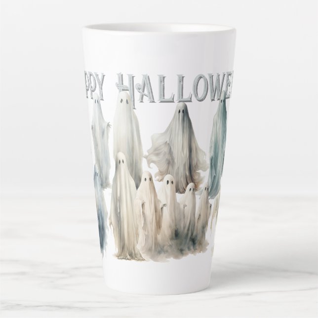 Ghosts Gathering Happy Halloween Latte Mug (Front)
