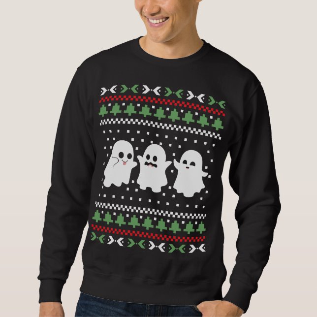 Ghosts Halloween Christmas Ugly Sweater  (Front)