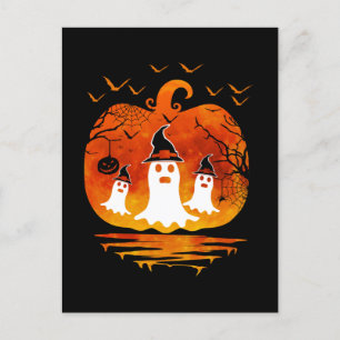 GHOSTS HALLOWEEN COSTUME PUMPKIN FALL SEASON GIFTS POSTCARD