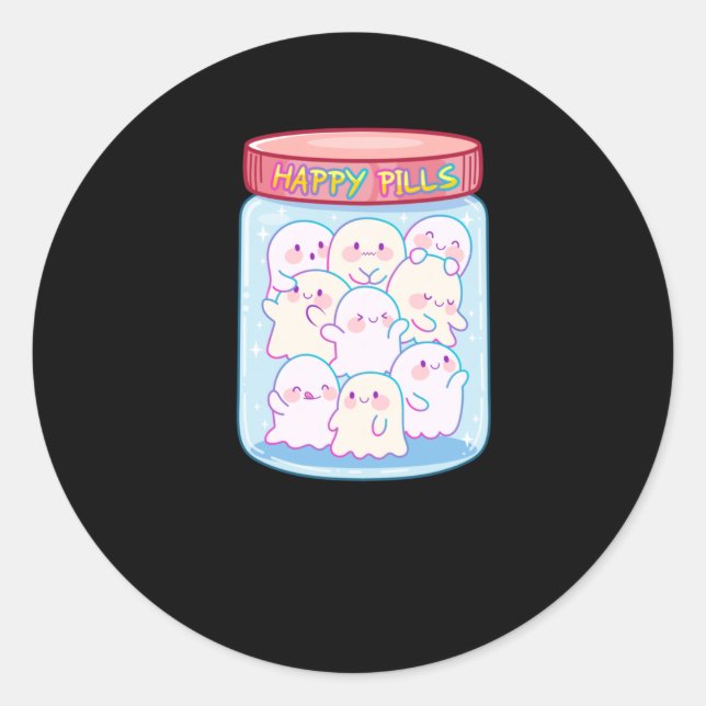 Ghosts Happy Pills Sticker  (Front)