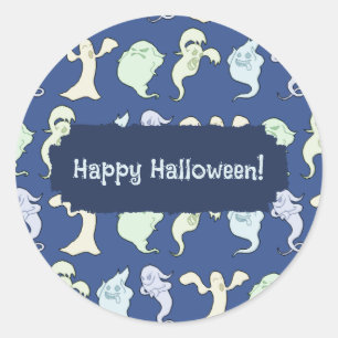 Ghosts Haunted Halloween Pixel Art Pattern Classic Round Sticker