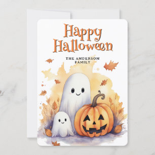 Ghosts Jack O’Lanterns Cute Happy Halloween Card