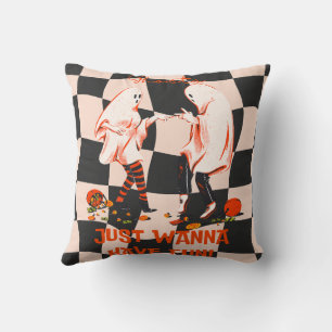 Ghosts Just Wanna Have Fun Halloween  Throw Pillow
