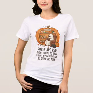 Ghosts Love To Read - Funny Halloween Book Lover Tri-Blend Shirt