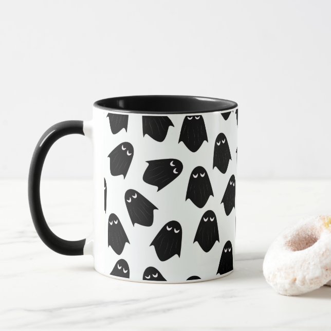 Ghosts pattern silhouette coffee cup (With Donut)