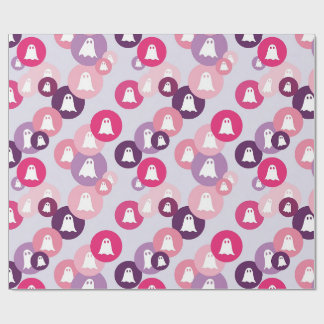 Ghosts Pink Purple Circle Halloween Wrapping Paper