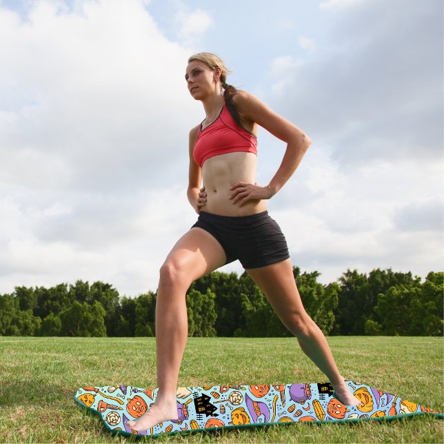 Ghosts, Pumpkins, Cats & Spooky Seamless Design Yoga Mat (Creator Uploaded)