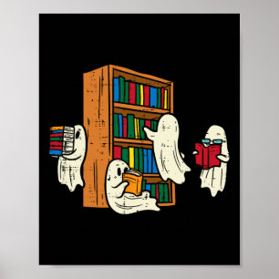 Ghosts Reading Books Teacher Halloween Librarian B Poster