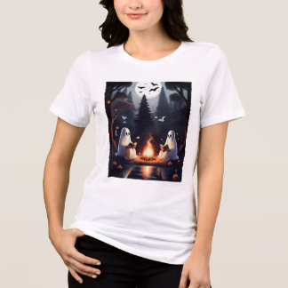 Ghosts Reading by the Campfire Halloween T-Shirt – Tri-Blend Shirt