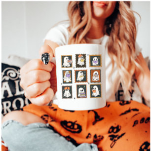Ghosts Reading Vintage Stamp Halloween Coffee Mug