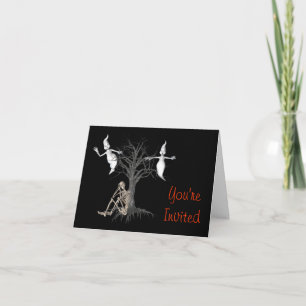 Ghosts Skeleton Funny Halloween Party Invitation