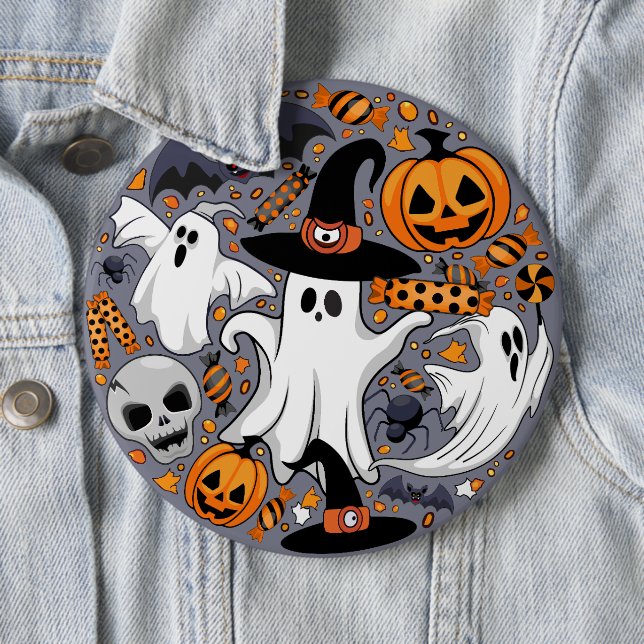Ghosts Spooky and Creepy Cute Monsters 6 Inch Round Button (In Situ)