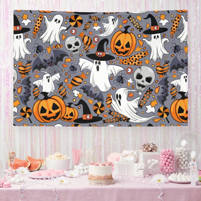 Ghosts Spooky and Creepy Cute Monsters Banner (Party)