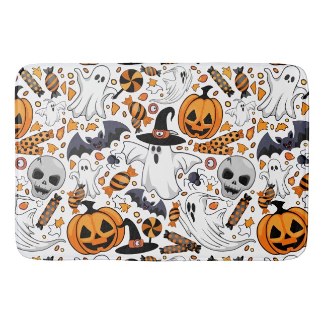 Ghosts Spooky and Creepy Cute Monsters Bath Mat (Front)