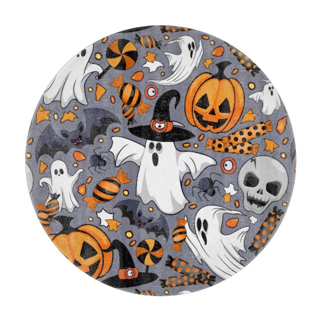 Ghosts Spooky and Creepy Cute Monsters Cutting Board (Front)