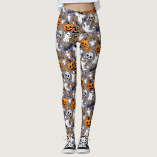 Ghosts Spooky and Creepy Cute Monsters Leggings