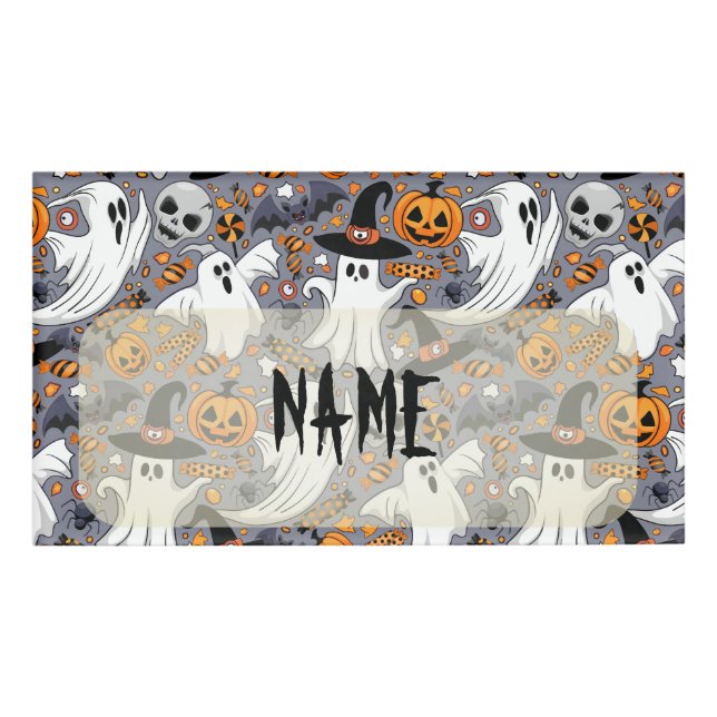 Ghosts Spooky and Creepy Cute Monsters Name Tag (Front)