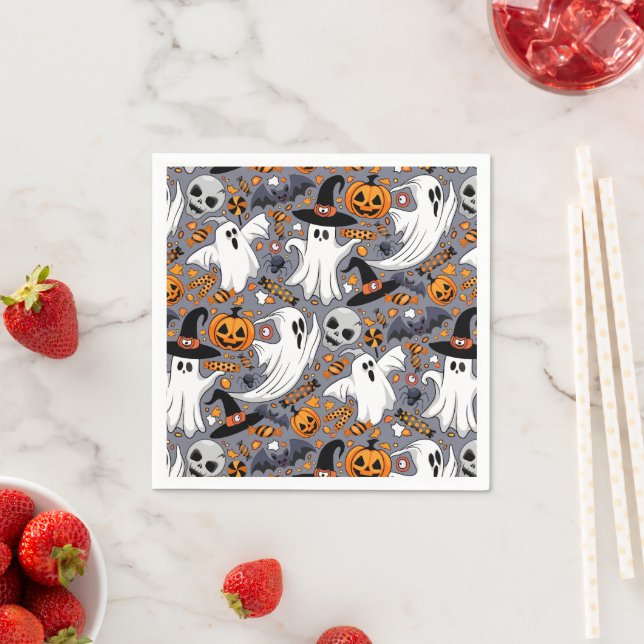 Ghosts Spooky and Creepy Cute Monsters Napkin (Insitu)