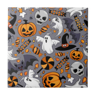 Ghosts Spooky and Creepy Cute Monsters Tile
