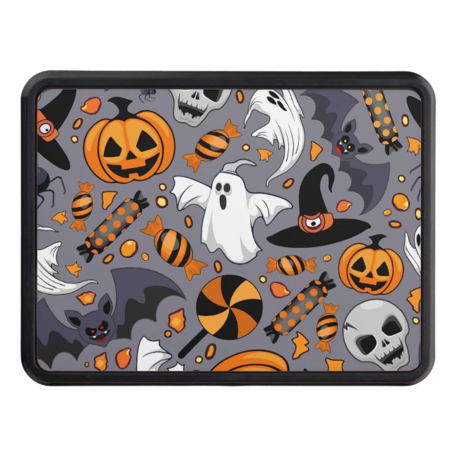 Ghosts Spooky and Creepy Cute Monsters Trailer Hitch Cover (Front)