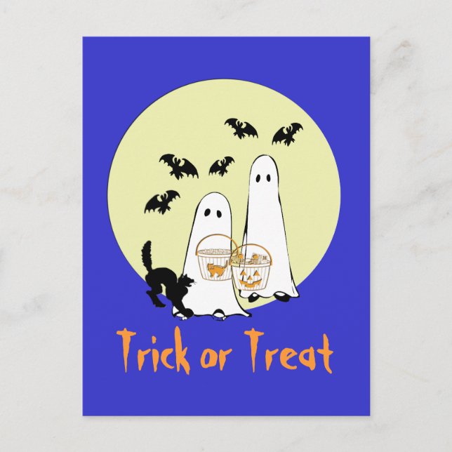 ghosts  Trick or Treat Postcard (Front)
