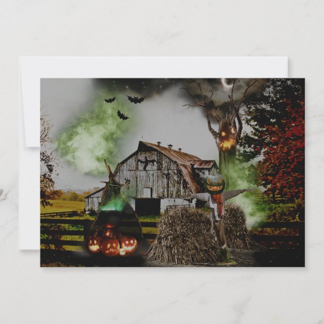 *~* Ghosts Witch Scary Trees HALLOWEEN CARD (Front)