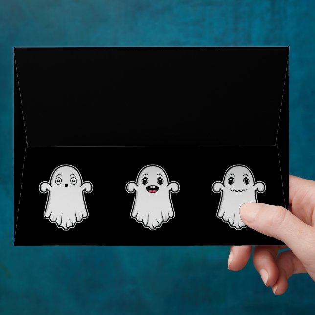 Ghosts With Different Faces Cute Halloween Black Envelope (Hand)