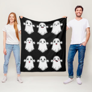 Ghosts With Different Facial Expressions Halloween Fleece Blanket