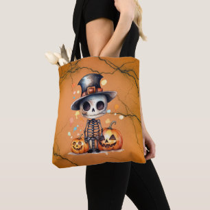 Ghoul and Jack-O' Lanterns Orange Black Halloween Tote Bag