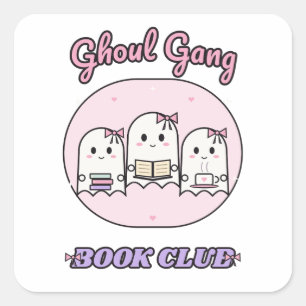Ghoul Gang Book Club: Coquette Ghosts Square Sticker