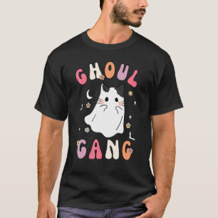 Ghoul Gang Groovy Hey Boo Pumpkin Cat Boo Crew T-Shirt