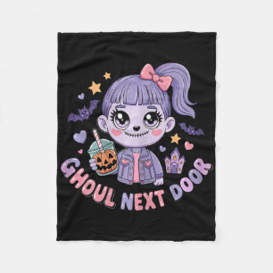 Ghoul Next Door Kawaii Zombie Girl Spooky Cute Hal Fleece Blanket