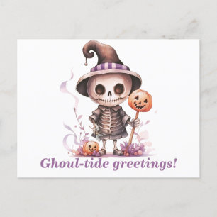 Ghoul-tide Greetings Ghoul Fun & Modern Halloween Holiday Postcard