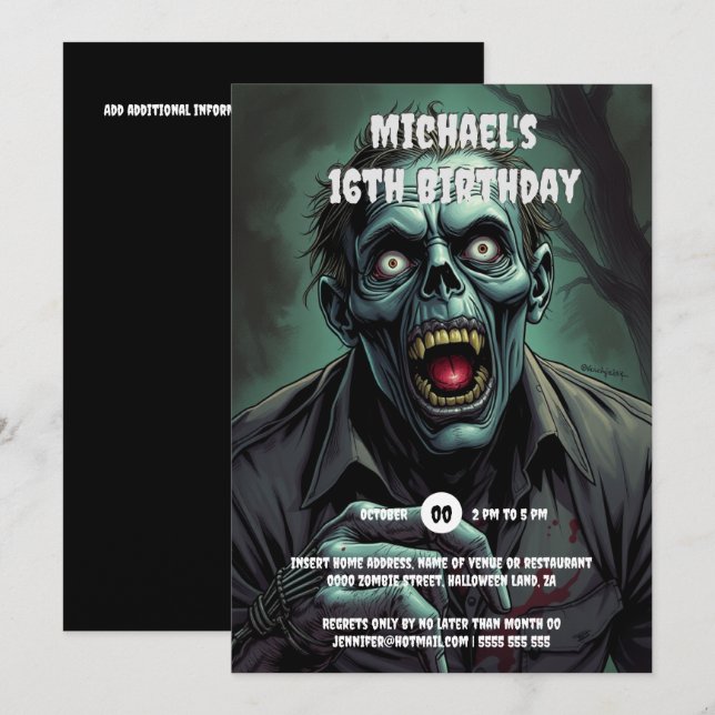 Ghoulish ghoul vampire monster spooky adults invitation (Front/Back)