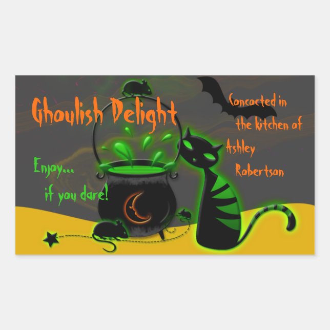 Ghoulish Green Halloween Baking Labels Stickers (Front)