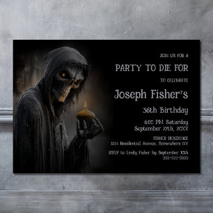 Ghoulish Grim Reaper with Cupcake Birthday Party Invitation