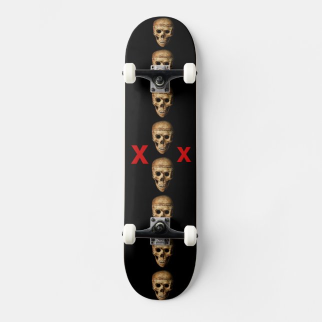 Ghoulish Grinning Skull Skateboard (Front)