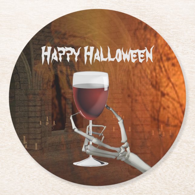 Ghoulish Halloween Cocktail Party Paper Coasters (Front)