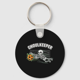 Ghoulkeeper Skeleton Goalie Halloween Soccer Pun Keychain