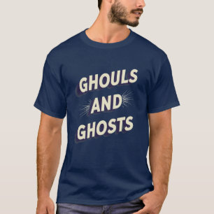 Ghouls and Ghosts – Slanted Neon Horror Typography T-Shirt