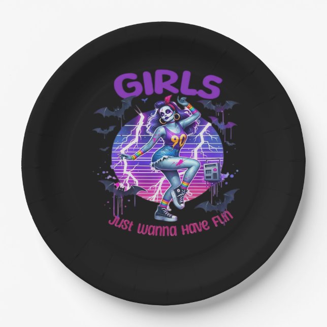 Ghouls Just  To Have Fun Paper Plate (Front)