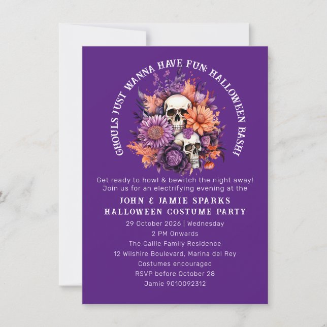 Ghouls Just Wanna Have Fun: Adult Halloween Bash Invitation (Front)