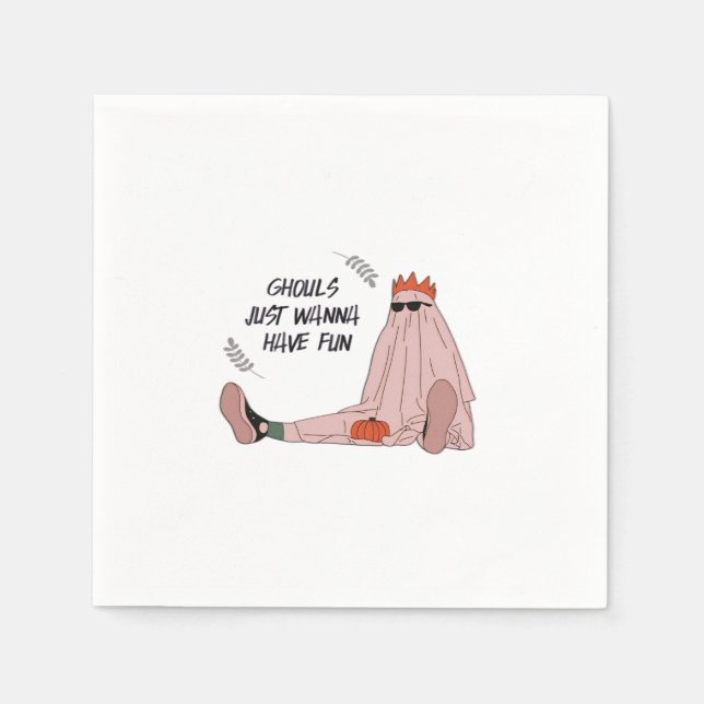 Ghouls Just Wanna Have Fun Classic Slogan Napkin (Front)