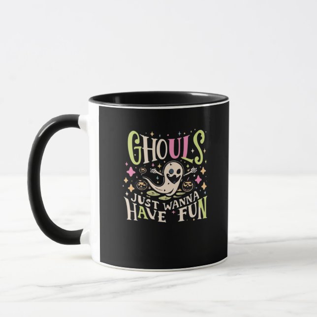 Ghouls Just Wanna Have Fun Creepy Design Mug (Left)